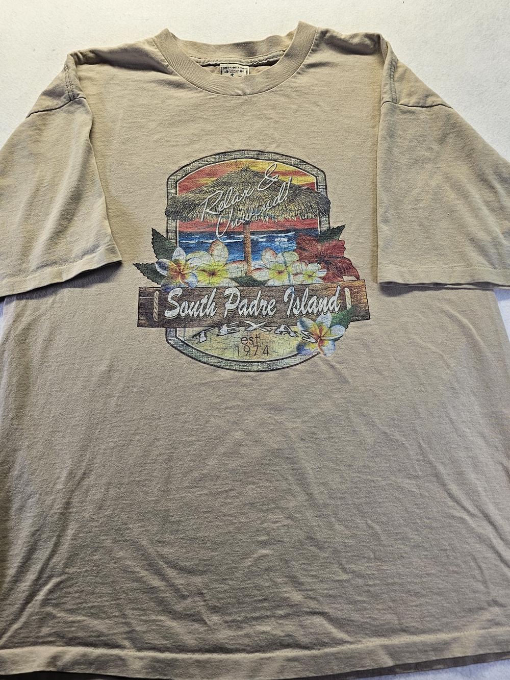 Alore South Padre Island Graphic Tee - Beige Tropical Print